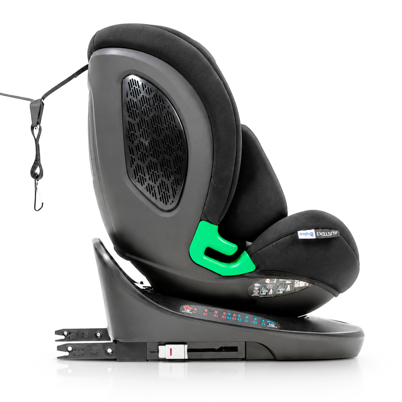 Asalvo Austen3 360° Rotating i-Size Car Seat with ISOFIX, Grey, Rear & Forward Facing
