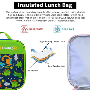 Star Babies Jungle Themed Bento Lunch Bag , Toddler-Friendly, 3 Years+, Easy to clean- Green
