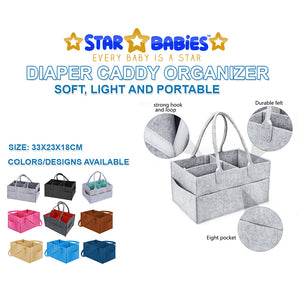 Star Babies Baby Bed Sleeping Pod - Blue with Caddy Diaper Organizer - Black