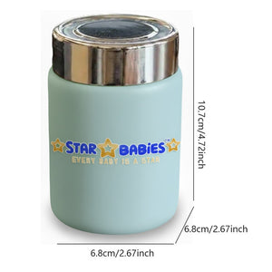 Star Babies Portable 230ml Double Wall Stainless Steel mini Vacuum Flask/ Cute Thermos Cup for Coffee Tea Water light green.