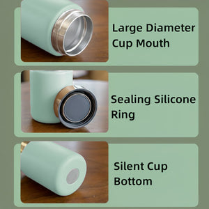 Star Babies Portable 230ml Double Wall Stainless Steel mini Vacuum Flask/ Cute Thermos Cup for Coffee Tea Water light green.