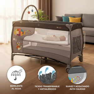 Asalvo Zeppelin 3-in-1 Complete Travel Crib Plus, Cradle, Playard & Changing Table - 0-months to 15 kg.