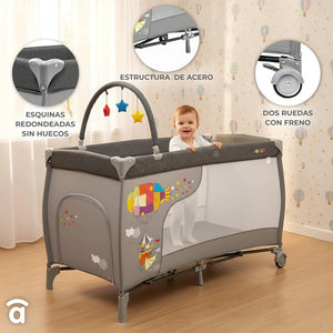 Asalvo Zeppelin 3-in-1 Complete Travel Crib Plus, Cradle, Playard & Changing Table - 0-months to 15 kg.