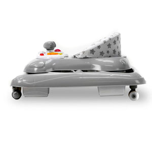 Asalvo Diver Baby Walker, 12 Melodies, LED Lights, 3 Heights, 6-12 months, Stars Grey
