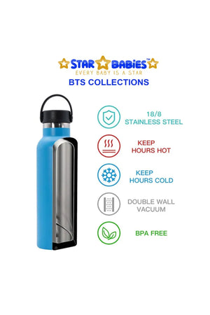 Star Babies - Eco Friendly Lunch Box With fork & Spoon BPA Free, Stainless Steel Water Bottle 600ml - Green