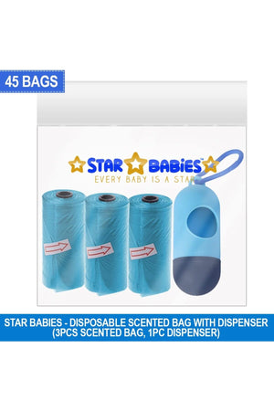 Star Babies Scented Bag Pack of 3 with Dispenser - Blue (45 Bags)