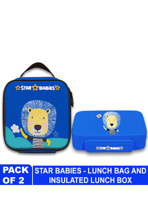 Star Babies - Star Babies Brave Lion Bento Lunch Box with 4 Compartments, BPA Free, Leak-Proof with insulated Lunch Bag