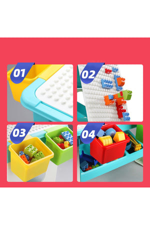 Kikibebe 69-Piece Building Block Table – Multicolor