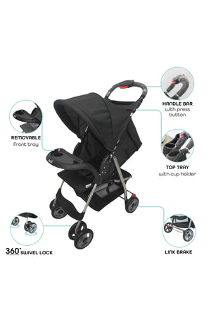 MOON - Bezik One Fold Stroller - Black