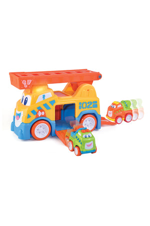 Little Learners Vroom Vroom Crane Truck - Flashing Lights & Sounds, Extendable Ladder, Assorted 12M+
