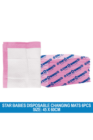Star Babies Disposable Changing mat Large (45 x 60cm) Pack of 6 - Pink