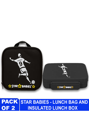Star Babies - Star Babies Football themed Bento Lunch Box with 4 Compartments, BPA Free, Leak-Proof with insulated Lunch Bag