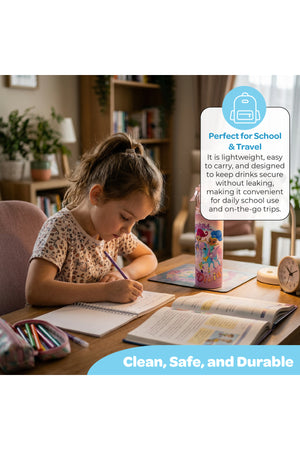 MOON Licensed Simmer & Shine Kids Water Bottle with Spray Mist | Cooling Spray | BPA-Free Stainless Steel | Leak-Proof for School, Camping, Hiking, Outdoor Play | Girls Water Bottle |500ml