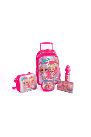 Lol Surprise 5-In-1 School Trolley Set With Lunch Bag, Pencil Case, Water Bottle & Lunch Box – Multicolor