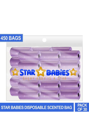 Star Babies Scented Nappy Bag Pack of 30/450 Bags - Lavender