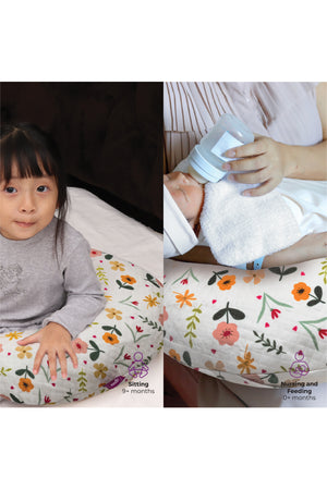 MOON Portable Nursing Breast Feeding Baby Support Pillow Cushion With Washable Zippered Cover-Flowers