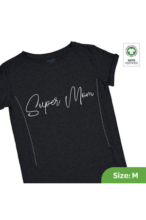 MOON Organic Dual Sided Zippered feeding T-Shirts for Moms ,Easy and Rapid Breastfeeding- Dark Grey