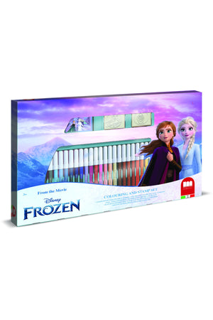 Disney Frozen II 36-Piece Art Set for Kids – 36 Felt Tip Pens, 3 Stamps, 1 Ink Pad & Coloring Book | Creative Stationery Gift Set for Girls & Boys