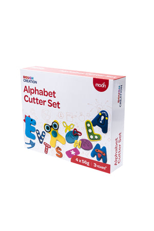 MOON Kid's Dough Alphabet Cutter Set. 4 x 50g dough pot.