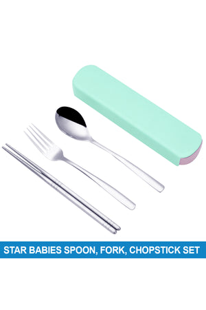 Star Babies - Spoon, Fork & Chopsticks Set - Green