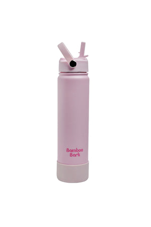 Bamboo Bark 750 ML Insulated Water Bottle with Sipper Lid – Stainless Steel Double Wall Vacuum Flask for Hot & Cold Water Leak-Proof, Reusable Sports Thermos Bottle - (Blush Pink)