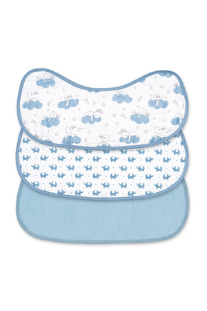 MOON Organic Burpy Cloth. (8 Layer)-.Bunny, Elephant & Blue
