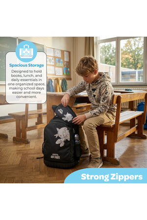 MOON Licensed SONIC the Hedgehog 3-in-1 Kids Trolley Backpack Set - (18-Inch) Premium Kids School Bag with Lunch Bag & Pencil Case-Black&Grey
