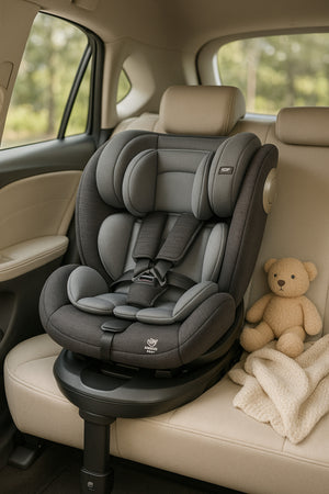 Kikibebe Children’S Car Seat With 360 Degree Roations, Ages 0-12 Years – Black & Grey