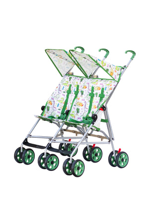MOON Jet Plus Twin Buggy Lightweight Travel strollers -Umbrella Fold- up to 30Kg,6m+ - Green