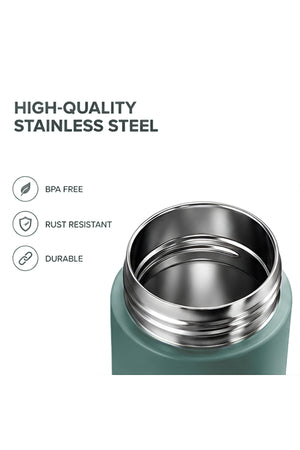 Cocobee Insulated Stainless Steel Vacuum Flask – Leakproof, Odour-Free, Food Grade, 550Ml, 3 Years+ – Green