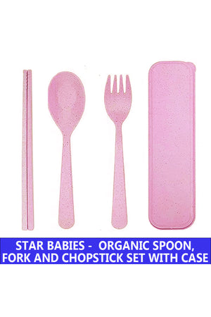 Star Babies Organic Fork, Spoon & Chopstick Set - 3 Pcs