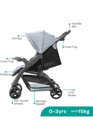 MOON Aria Baby Stroller Travel Gear -Dark Grey
