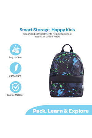 MOON 3 in 1 Kids Backpack Set - (17-Inch) Premium Kids School Bag with Lunch Bag & Pencil Case-Black