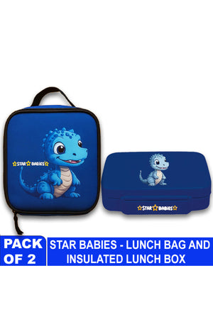 Star Babies - Star Babies Dino Themed Bento Lunch Box with 4 Compartments, BPA Free, Leak-Proof with insulated Lunch Bag