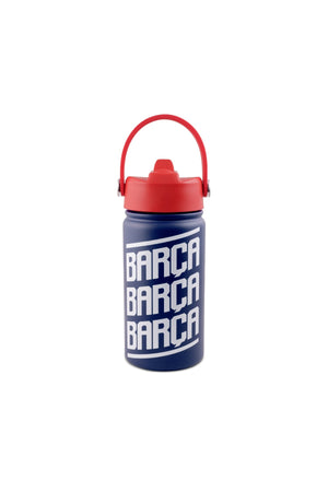 FC Barcelona Stainless Steel Insulated Water Bottle 400ml with Straw Lid, BARCA Football Leakproof School Bottle for Boys, Teens & Kids, Reusable Metal Sports Bottle for Gym, Travel & Outdoor Use (Blue & Red)