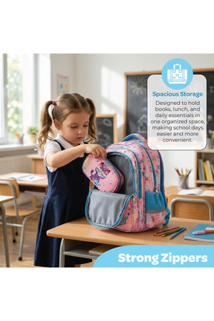 MOON 3 in 1 Kids Backpack Set - (16-Inch) Premium Kids School Bag with Lunch Bag & Pencil Case-Cat