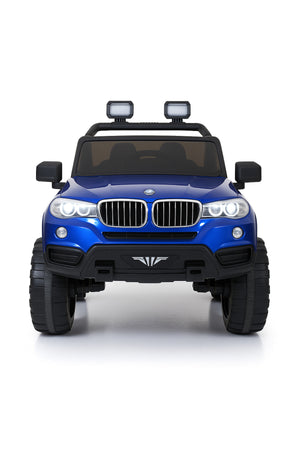 Urban Tots 4x4 Battery Operated Ride-On Jeep for Kids – 12V Dual Motor, Music, LED Lights, Parental Remote Control, Rechargeable Electric Car – Blue and black