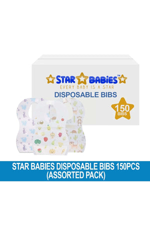 Star Babies Disposable Bibs Pack of 150 - Assorted Printed