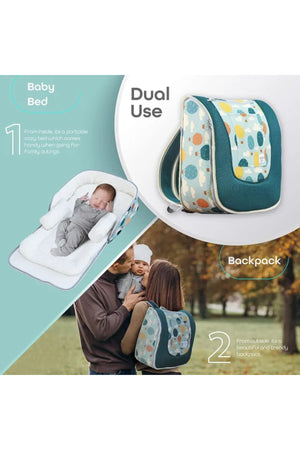 MOON Travalo - Travel Baby Bed & Backpack- Balloon - Portable Baby Bed - green