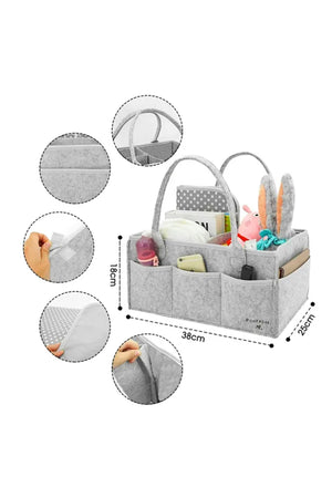 Star Babies - Baby Diaper Caddy & Scented Bag Roll Set - Grey/Orange - 6 Pcs