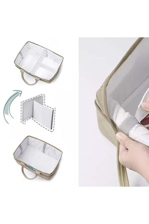 Star Babies - Diaper Caddy Organizer w/ Orange Shower Cap Round - Khaki