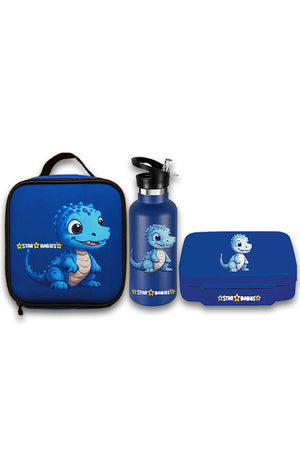 Star Babies- Dino Themed 5 Compartment Lunch box, Lunch Bag 500ml Stainless Steel Water Bottle