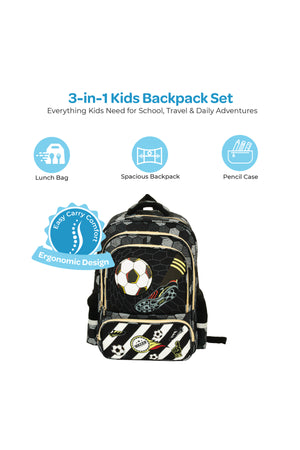 MOON Kids Backpack Set - (14-Inch) Premium Kids School Bag -Football