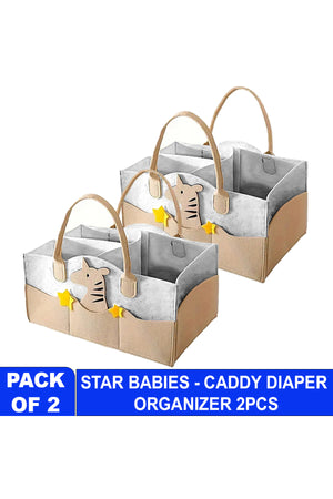 Star Babies - Caddy Diaper Bag Organizer - Zebra - Khaki - Pack Of 2