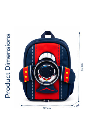 Cocobee Aeroplane-Style Astronaut Print Backpack For Boys – Navy Blue - 16.5 inch