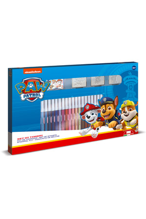 Paw Patrol Felt Tip Pen Set – 36 Colouring Pens with 3 Stamps, Ink Pad & Colouring Book | Kids Art & Craft Stationery Kit