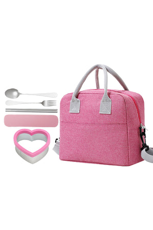Star Babies Insulated Lunch bag, Sandwich Cutter, fork and spoon set- Pink