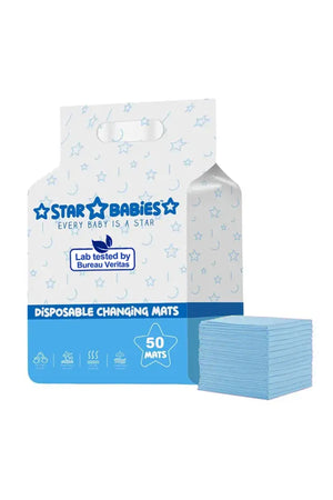 Star Babies - Disposable Changing mats (45x60cm) Large - Pack of 50 - Blue