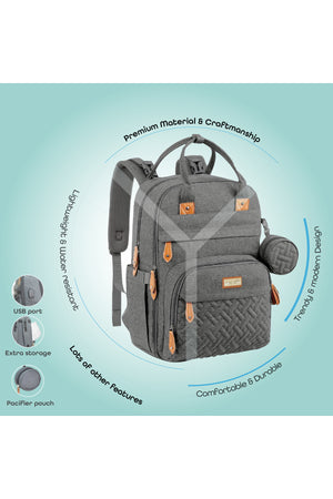 MOON KaryMe - Diaper Back Packwith pacifier case- Dark Grey