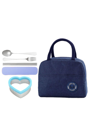 Star Babies - Insulated Mini Lunch Bag, Sandwich Cutter & Cutlery Set - Blue - 7 Pcs